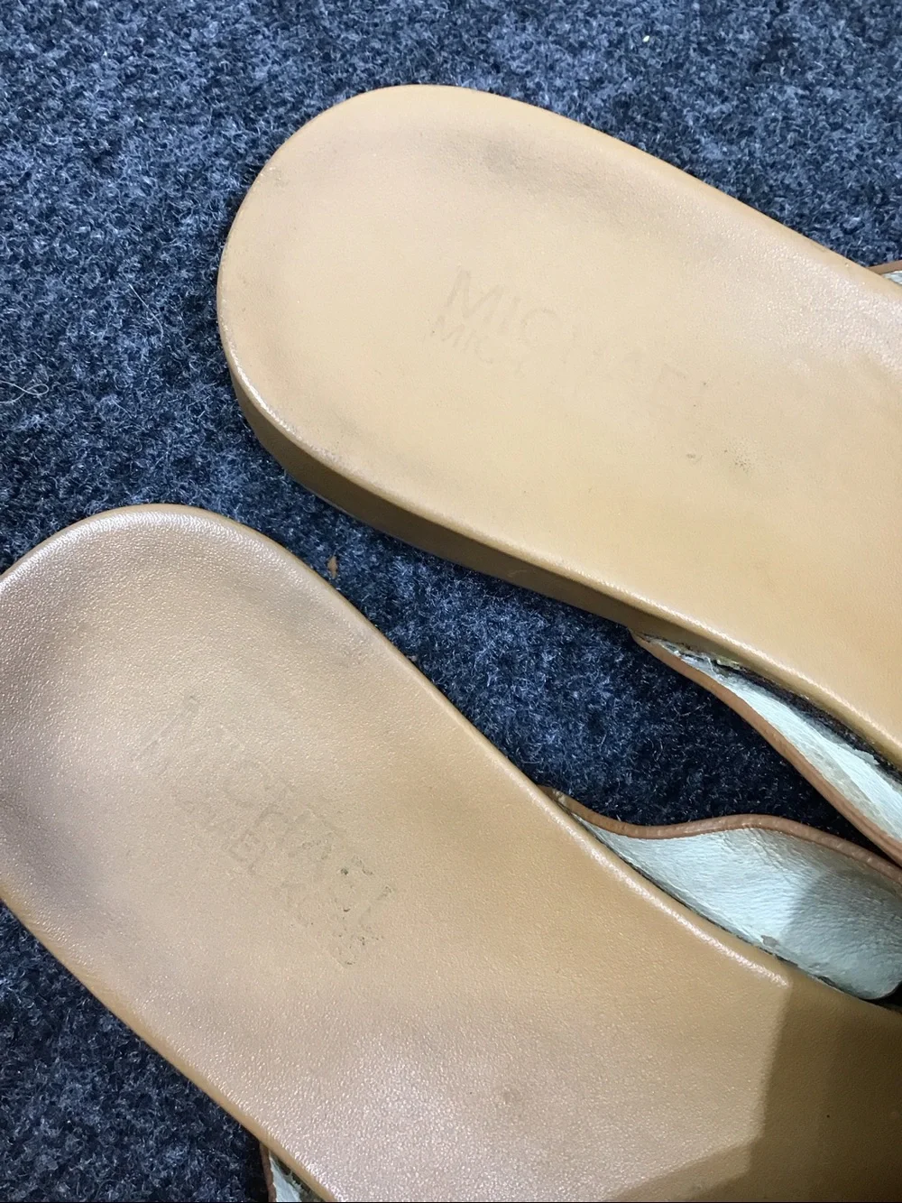 Michael Michael  Kors Cognac Somerly Leather Crossband Slide Sandals 7.5 - Picture 6 of 9